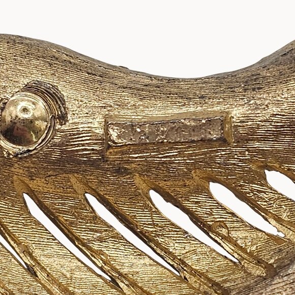 VTG Brooch Gold Tone Leaf Botanical Rhinestone Falling Tree Autumn Fall Harvest - Picture 11 of 13